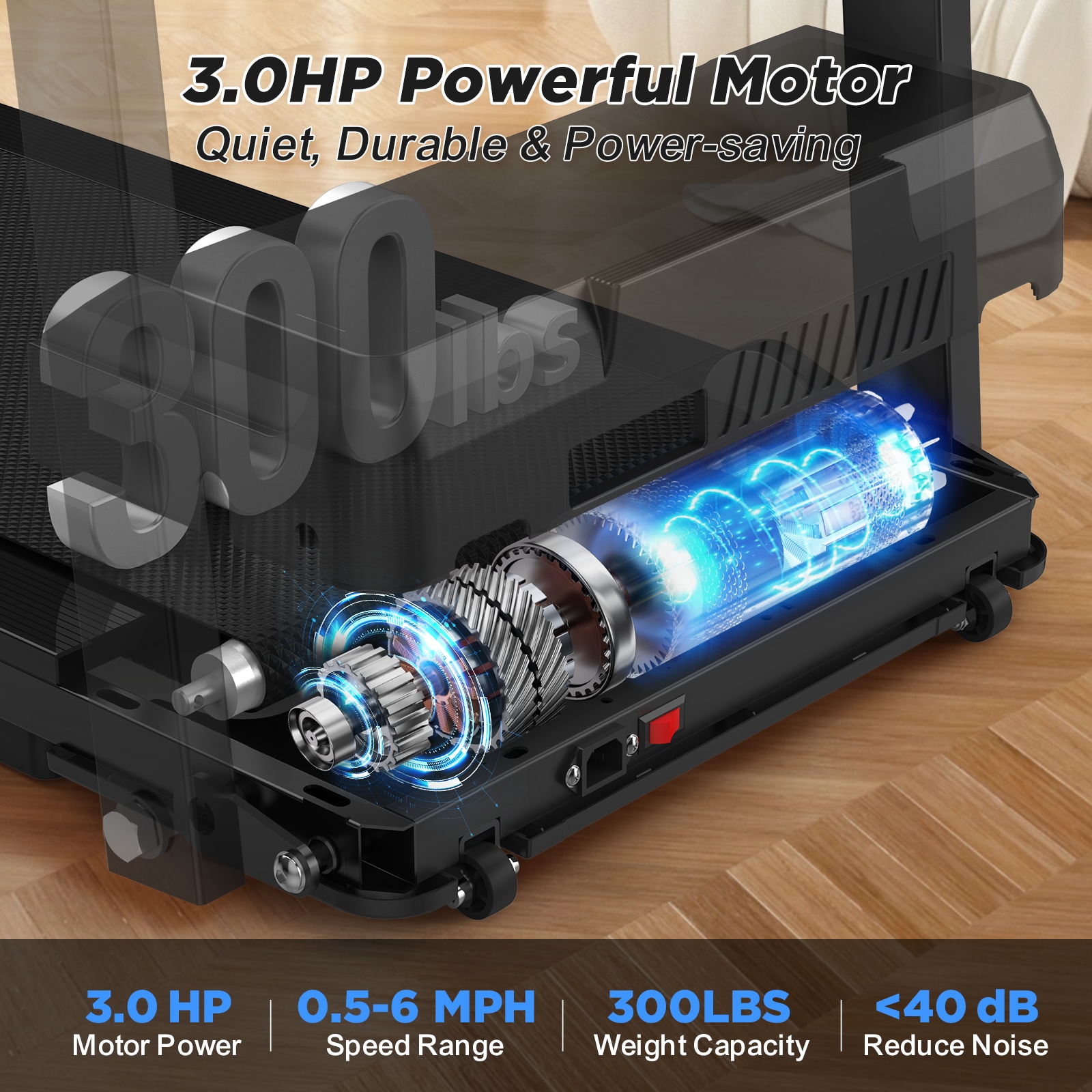 Folding Treadmill With Handles (Small Home Model) - 300lb Weight Capacity & 2.5HP Quiet Motor_voghion.com